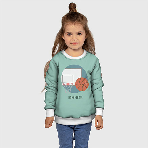 Детский свитшот Basketball Спорт / 3D-Белый – фото 4