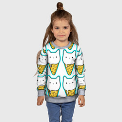 Свитшот детский Гигантские коты мороженое, цвет: 3D-меланж — фото 2