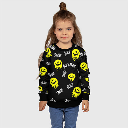 Детский свитшот SMILE smile граффити / 3D-Черный – фото 4
