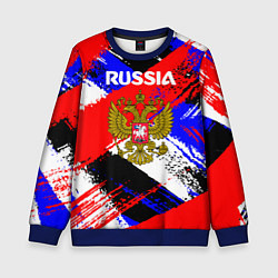 Свитшот детский Russia Геометрия патриотизм, цвет: 3D-синий