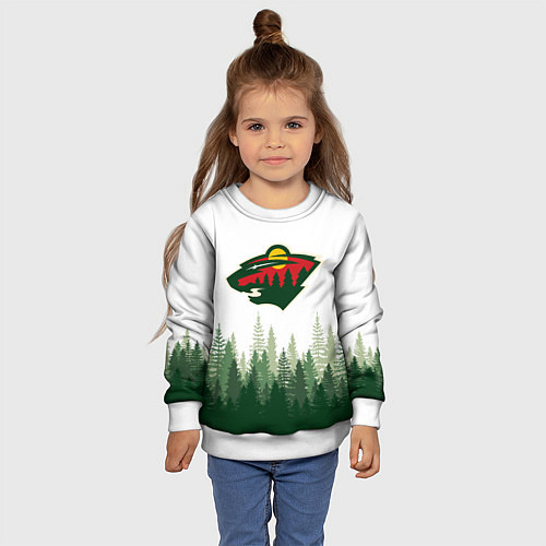 Детский свитшот Minnesota Wild, Миннесота Уайлд Лес / 3D-Белый – фото 4
