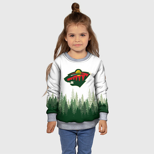 Детский свитшот Minnesota Wild, Миннесота Уайлд Лес / 3D-Меланж – фото 4