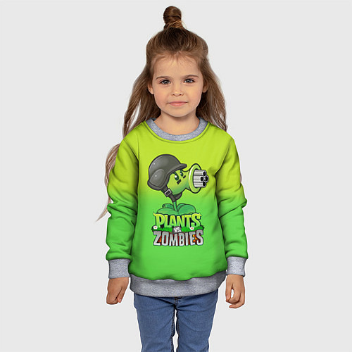 Детский свитшот Plants vs Zombies - Горохомёт / 3D-Меланж – фото 4
