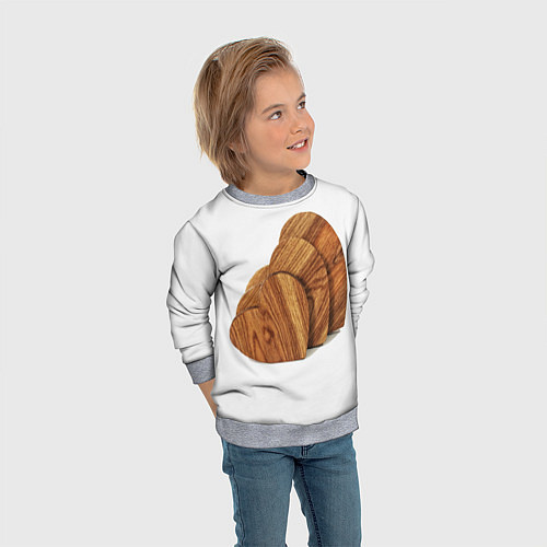 Детский свитшот Сердечки из дерева / 3D-Меланж – фото 3