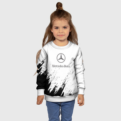 Детский свитшот Mercedes-Benz - White texture / 3D-Белый – фото 4