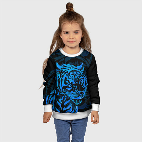 Детский свитшот Голубой тигр Blue / 3D-Белый – фото 4