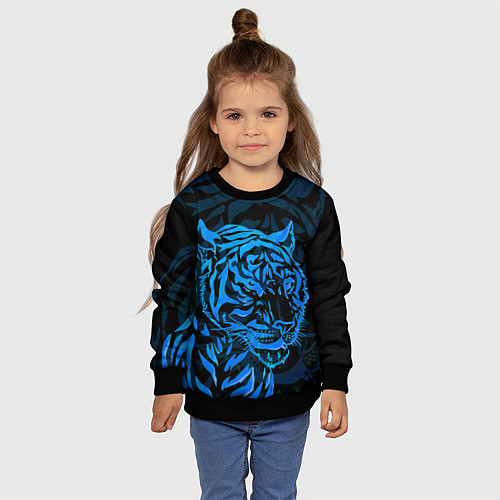 Детский свитшот Голубой тигр Blue / 3D-Черный – фото 4