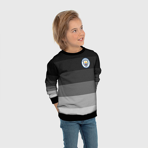 Детский свитшот Манчестер Сити, Manchester City, Серый градиент / 3D-Черный – фото 3