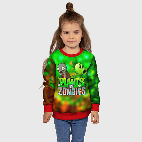 Детский свитшот Plants vs Zombies горохострел и зомби / 3D-Красный – фото 4