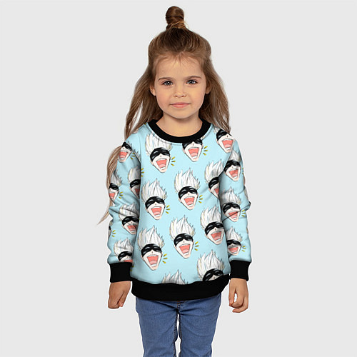 Детский свитшот Узор с Сатору / 3D-Черный – фото 4