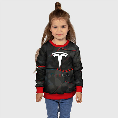 Детский свитшот Tesla Sport Logo / 3D-Красный – фото 4