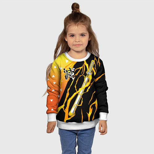 Детский свитшот Kisatsutai - Zenitsu Agatsuma / 3D-Белый – фото 4