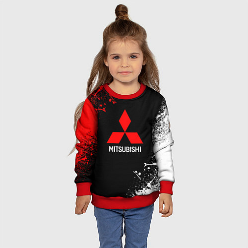 Детский свитшот Mitsubishi брызги красок / 3D-Красный – фото 4
