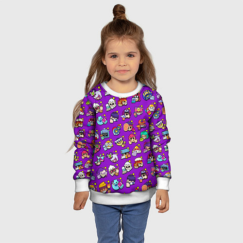 Детский свитшот Особые редкие значки Бравл Пины фиолетовый фон Bra / 3D-Белый – фото 4