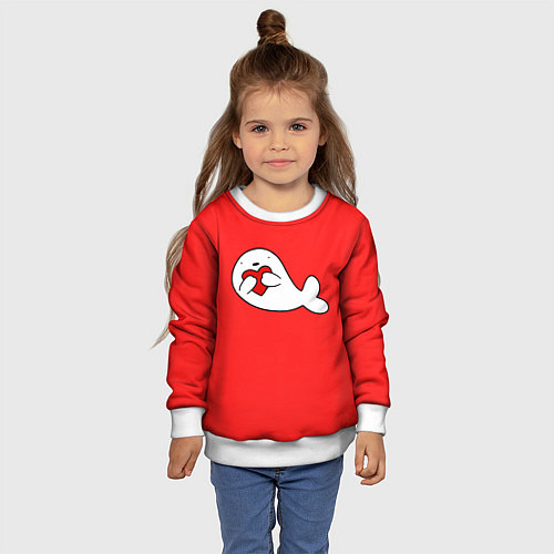 Детский свитшот Кит с сердечком / 3D-Белый – фото 4