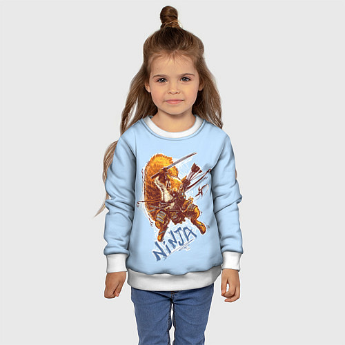 Детский свитшот Крейзи белка-ниндзя / 3D-Белый – фото 4