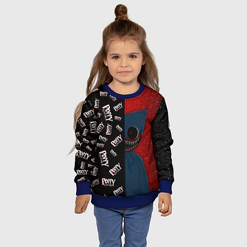 Детский свитшот Poppy Playtime Half Pattern Half Face / 3D-Синий – фото 4