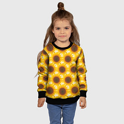 Свитшот детский Желтые подсолнухи паттерн, цвет: 3D-черный — фото 2