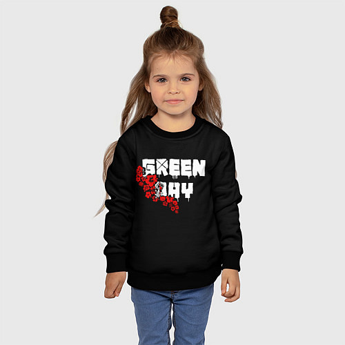 Детский свитшот Green day Цветы / 3D-Черный – фото 4