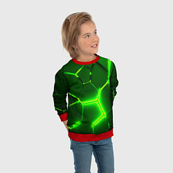 Свитшот детский 3D ПЛИТЫ НЕОН NEON GREEN HEXAGON РАЗЛОМ, цвет: 3D-красный — фото 2