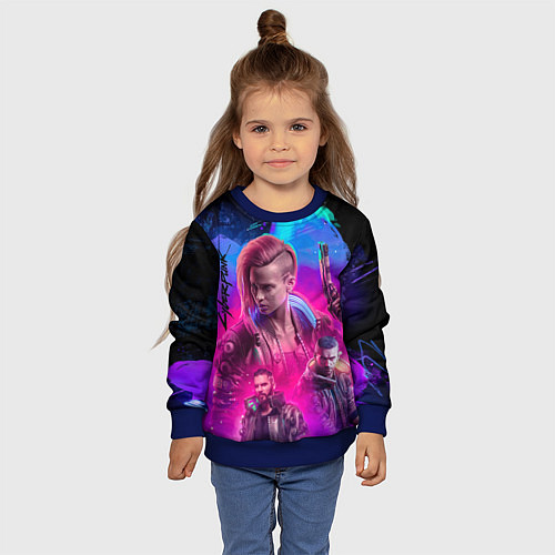 Детский свитшот Vi Ви Cyberpunk 2077 / 3D-Синий – фото 4
