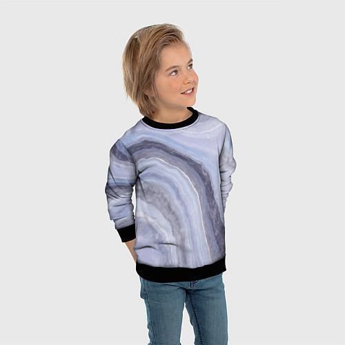 Детский свитшот Дизайн с эффектом мрамора синего цвета / 3D-Черный – фото 3