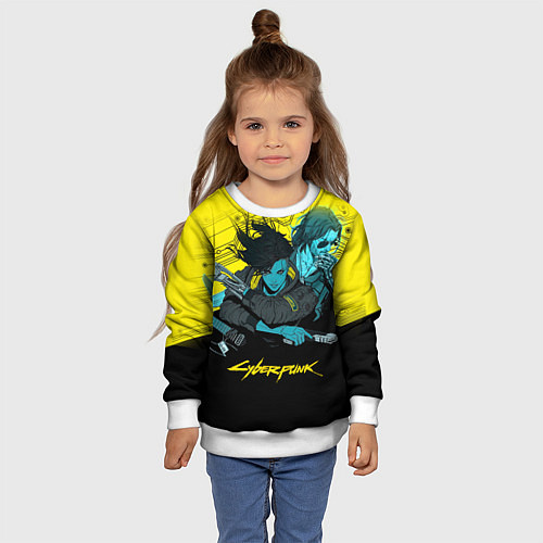 Детский свитшот Ви и Джонни Cyberpunk 2077 Vi johnny / 3D-Белый – фото 4