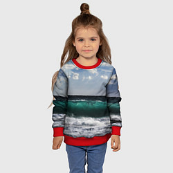 Свитшот детский Морской прибой, цвет: 3D-красный — фото 2