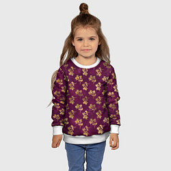 Свитшот детский Золотые ветки на бордовом фоне, цвет: 3D-белый — фото 2