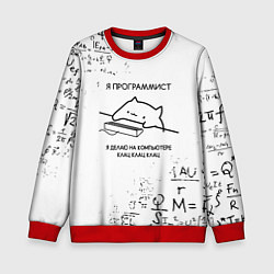 Свитшот детский КОТ ПРОГРАММИСТ, цвет: 3D-красный