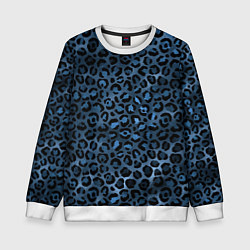Свитшот детский Синяя леопардовая шкура, цвет: 3D-белый