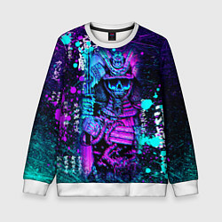 Детский свитшот Неоновый Японский Самурай Neon Samurai Skull