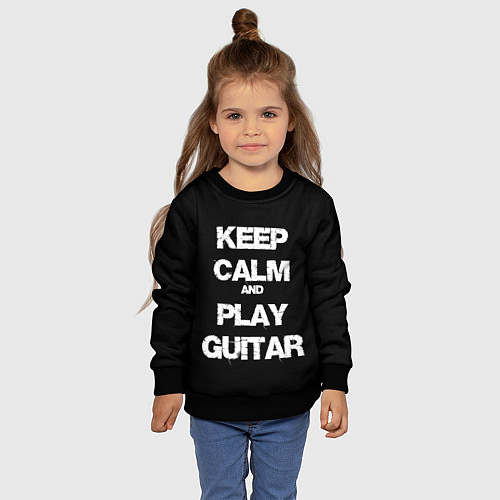 Детский свитшот KEEP CALM AND PLAY GUITAR / 3D-Черный – фото 4