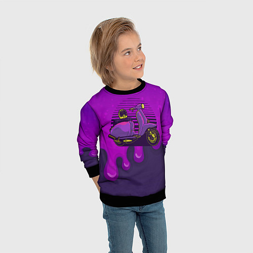 Детский свитшот Фиолетовый мопед / 3D-Черный – фото 3