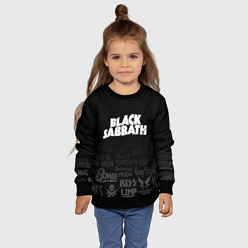 Детский свитшот Black Sabbath логотипы рок групп / 3D-Черный – фото 4