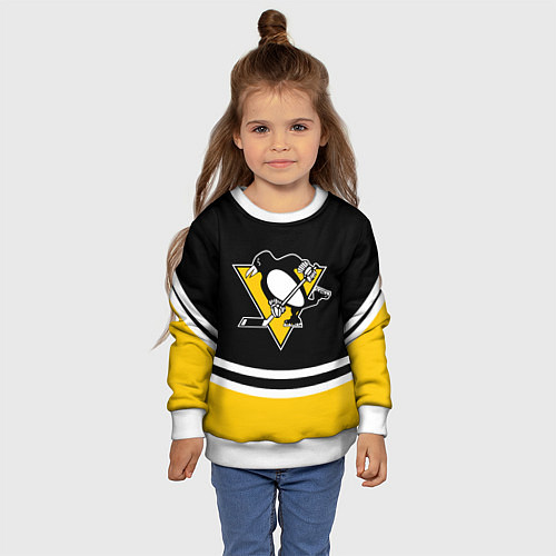 Детский свитшот Pittsburgh Penguins Питтсбург Пингвинз / 3D-Белый – фото 4