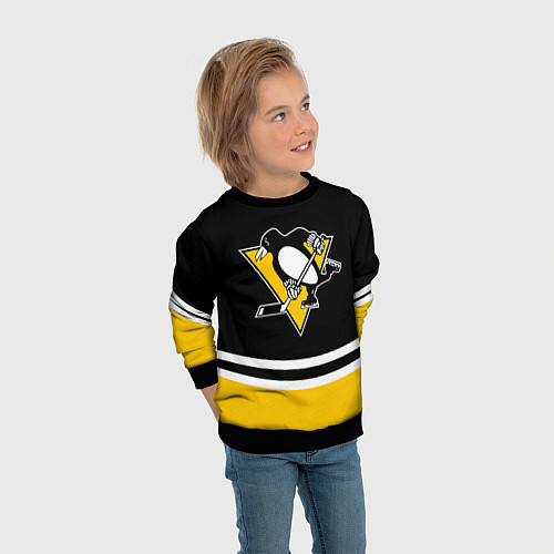 Детский свитшот Pittsburgh Penguins Питтсбург Пингвинз / 3D-Черный – фото 3