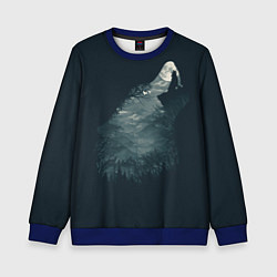 Свитшот детский Душа природы - волк, цвет: 3D-синий