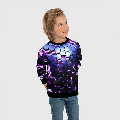 Детский свитшот Соты - 3d / 3D-Черный – фото 3