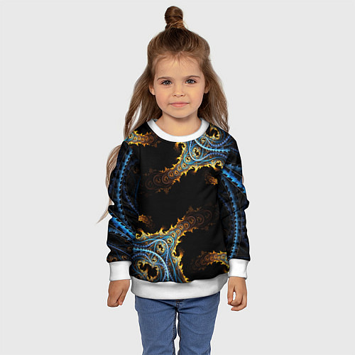 Детский свитшот Огненные фракталы 3d / 3D-Белый – фото 4