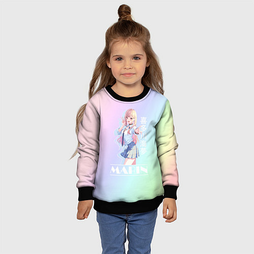 Детский свитшот Марин Китагава фарфоровая кукла влюбилась / 3D-Черный – фото 4