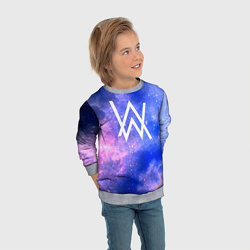 Детский свитшот Alan Walker космос / 3D-Меланж – фото 3