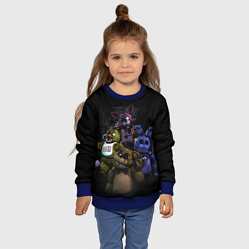 Детский свитшот Five Nights at Freddys - FNAF персонажи игры / 3D-Синий – фото 4