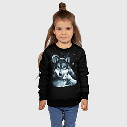 Свитшот детский Ночные Волки, цвет: 3D-черный — фото 2