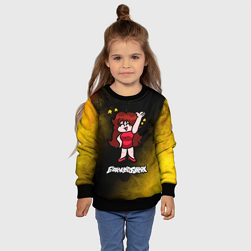 Детский свитшот ФРАЙДЕЙ НАЙТ ФАНКИН - ДЕВУШКА Огонь / 3D-Черный – фото 4