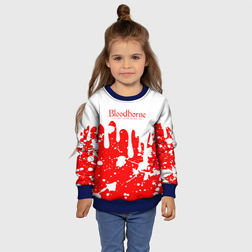 Детский свитшот BLOODBORNE брызги / 3D-Синий – фото 4