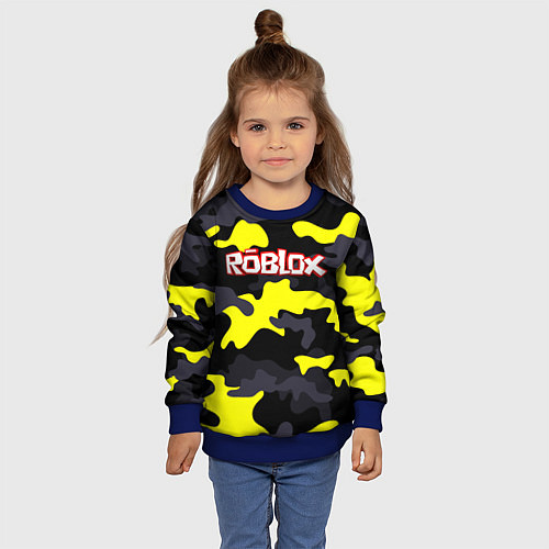 Детский свитшот Roblox Камуфляж Чёрно-Жёлтый / 3D-Синий – фото 4