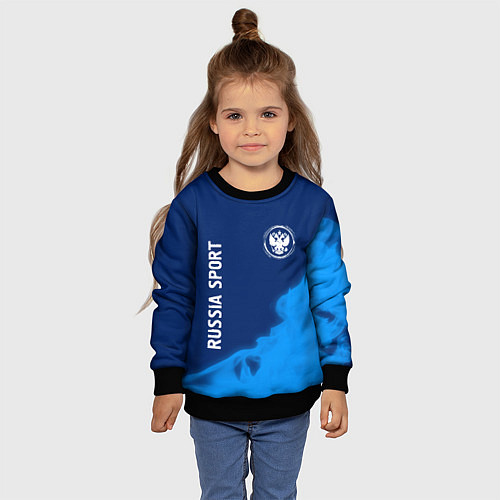 Детский свитшот РОССИЯ - ГЕРБ Russia Sport Пламя / 3D-Черный – фото 4