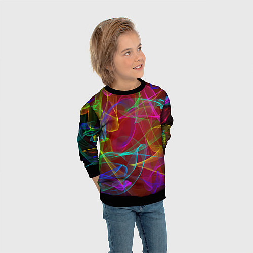 Детский свитшот Color neon pattern Vanguard / 3D-Черный – фото 3