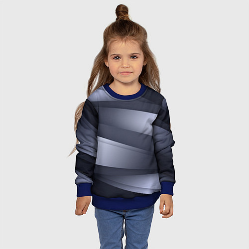 Детский свитшот Серо-белая Волна / 3D-Синий – фото 4